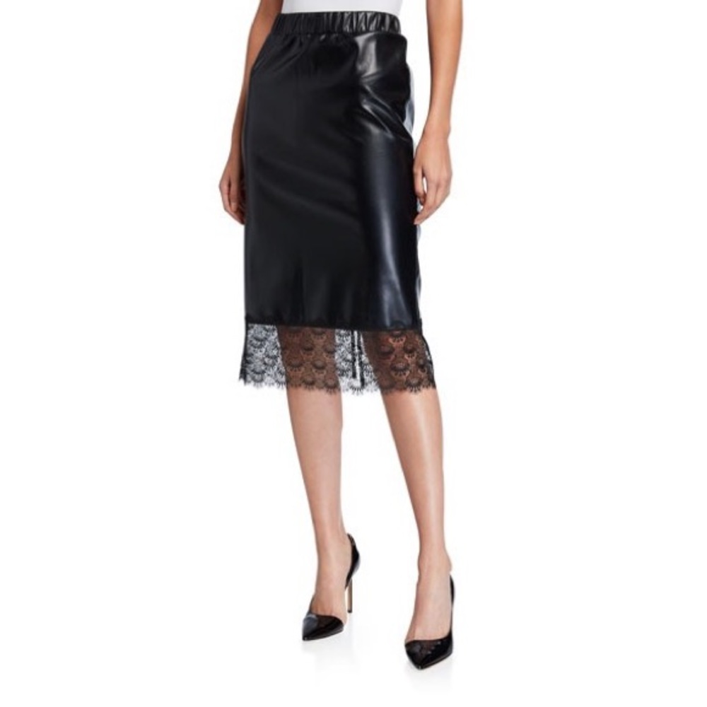 MICHAEL MICHAEL KORS | Leather & Lace Pencil Skirt